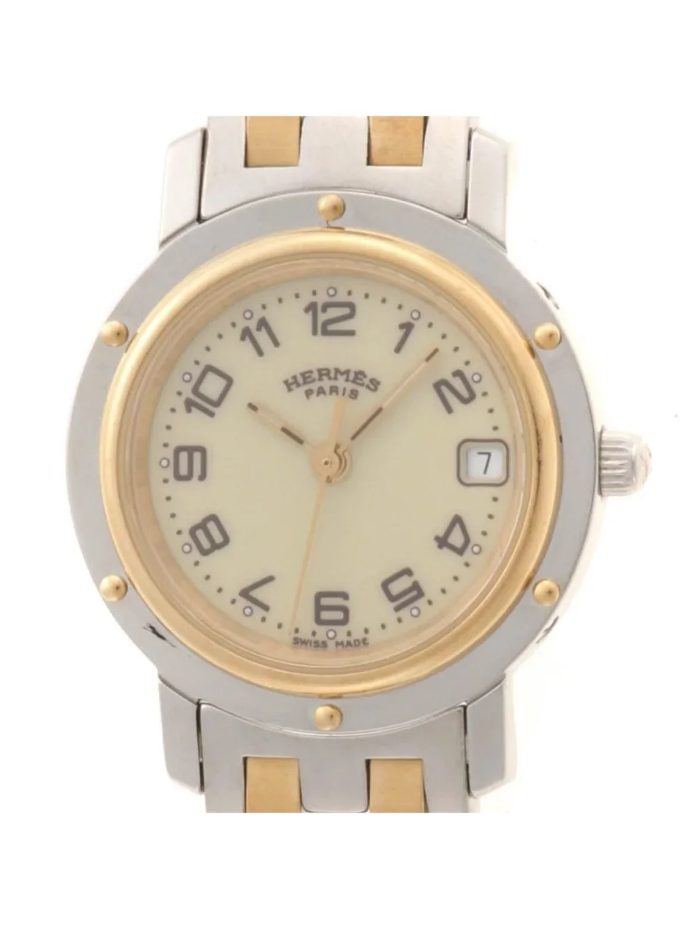 Hermes Clipper SS Watch Beige Dial
